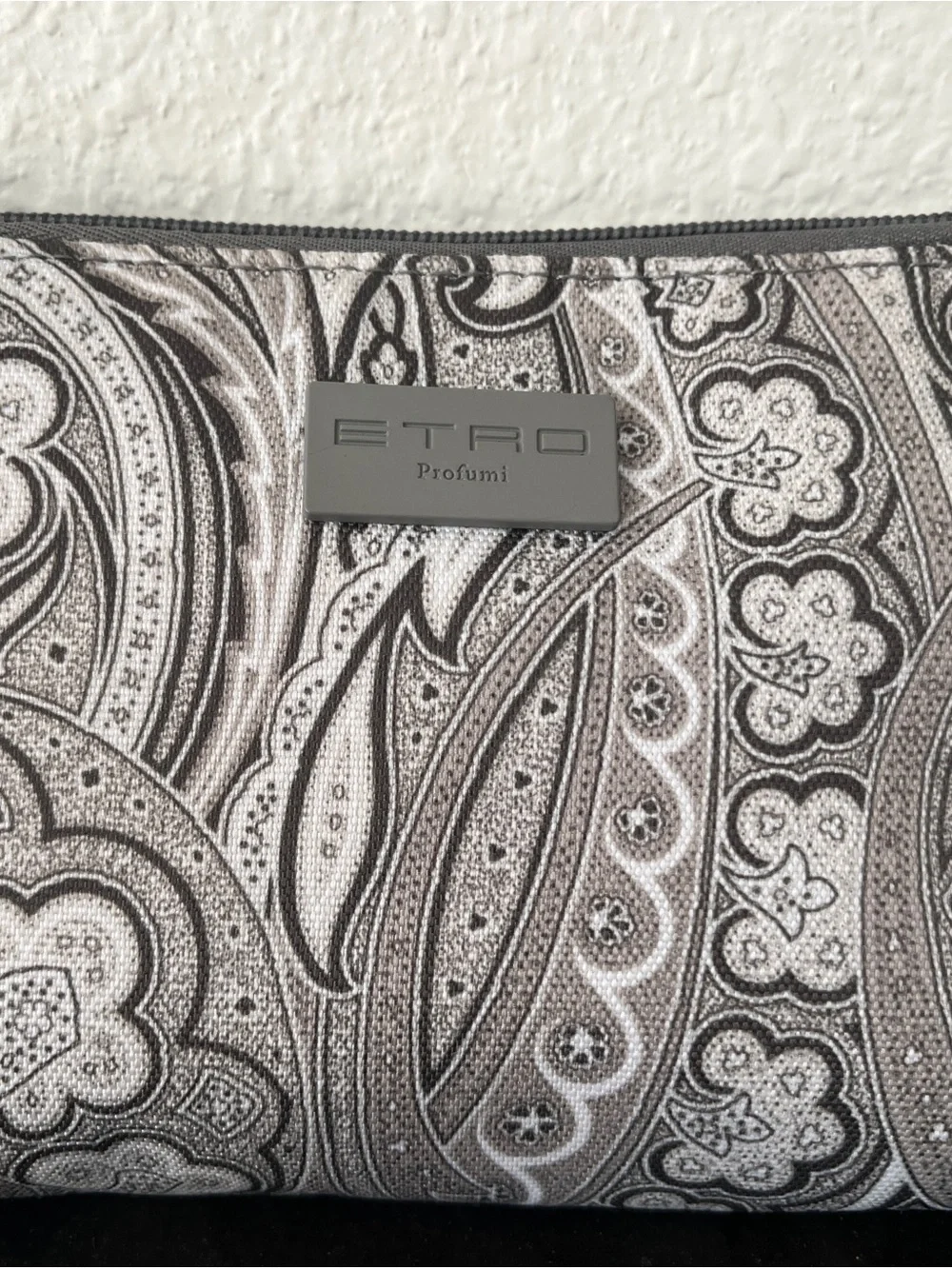 Etro Paisley Cosmetic Pouch in Gray and Cream